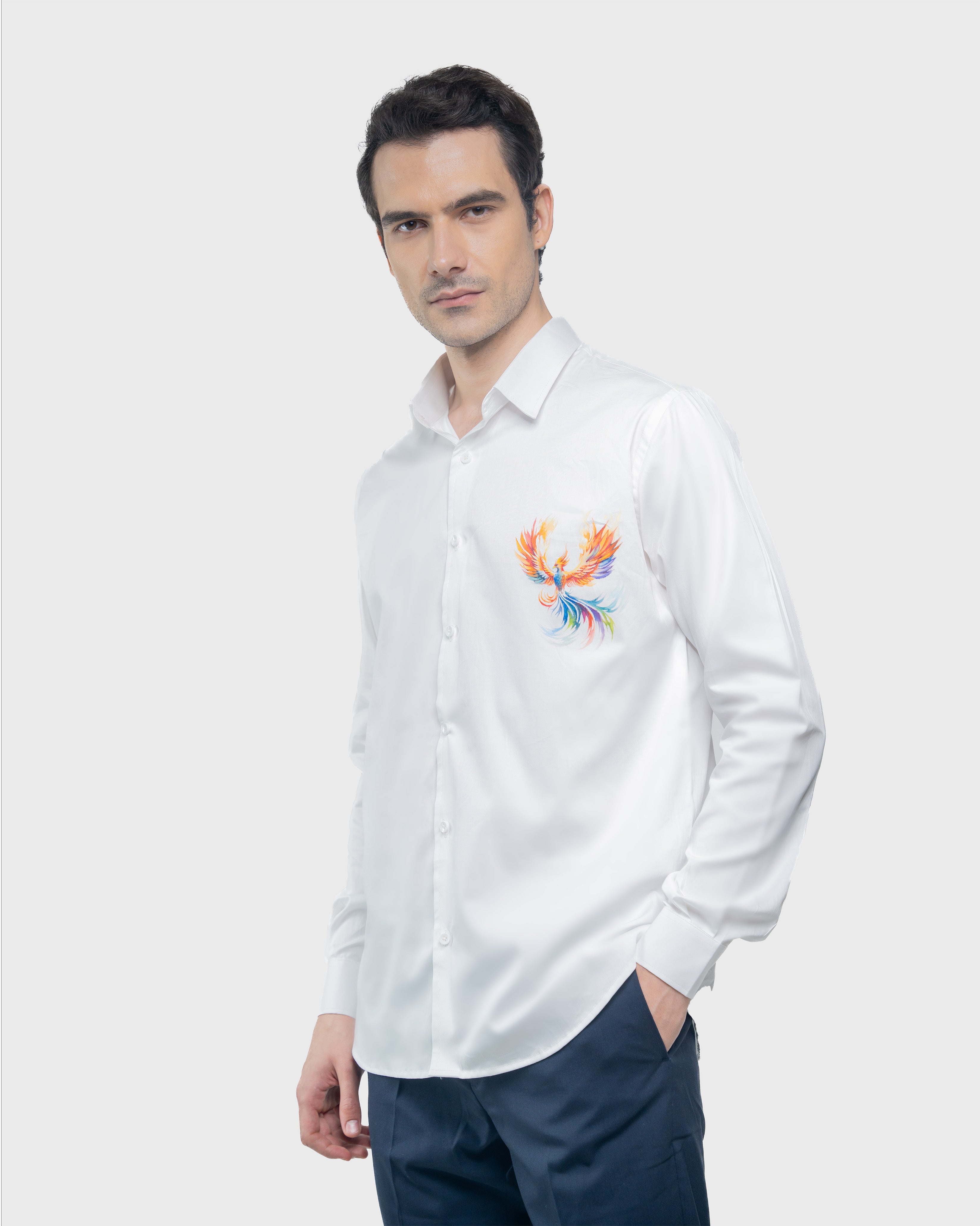 Hand-Painted Luxury Fuoco Phoenix Shirt