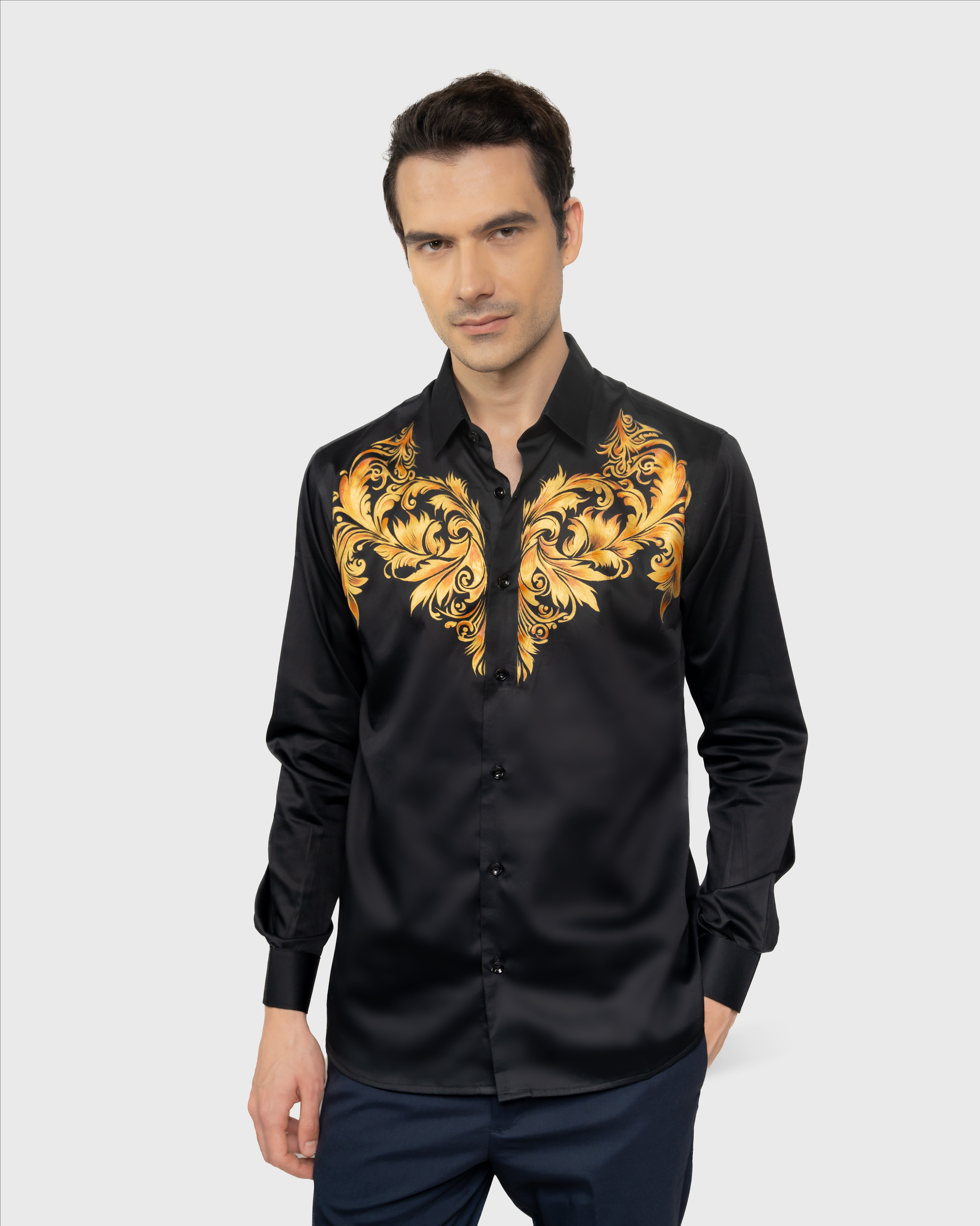 Hand-Painted Luxury Baroque Pattern Shirt