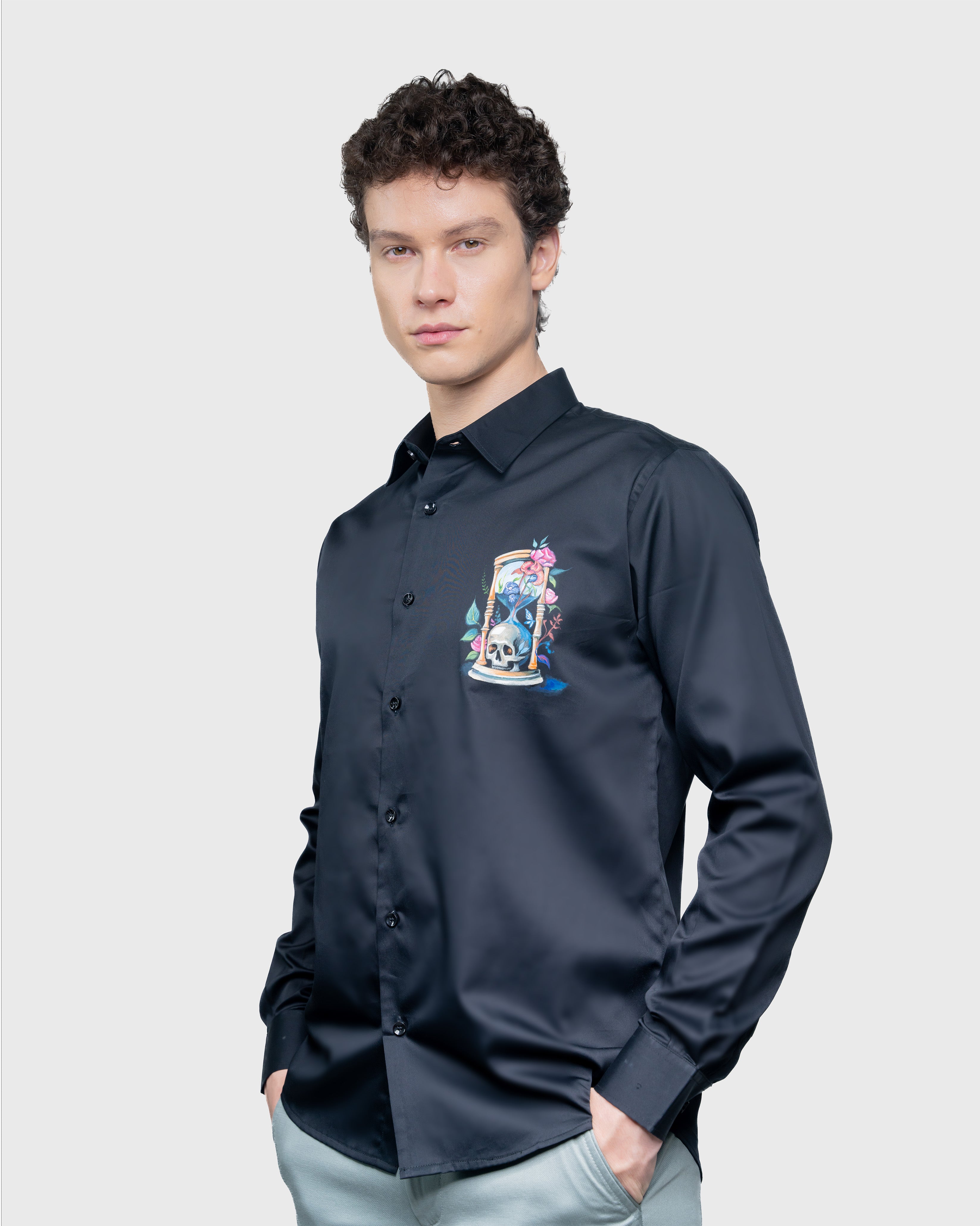 Hand-Painted Luxury Orologio Sabbia Shirt