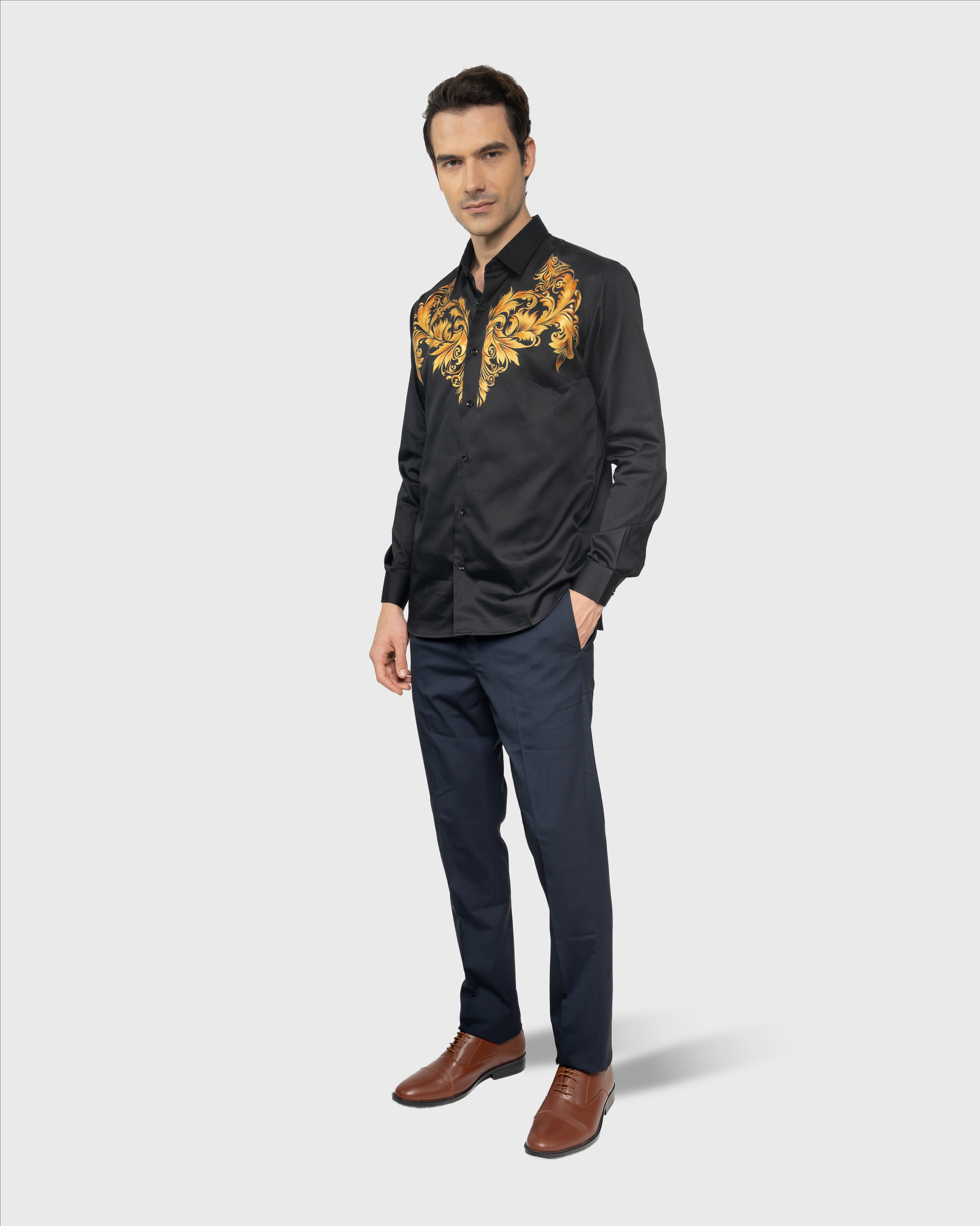 Hand-Painted Luxury Baroque Pattern Shirt