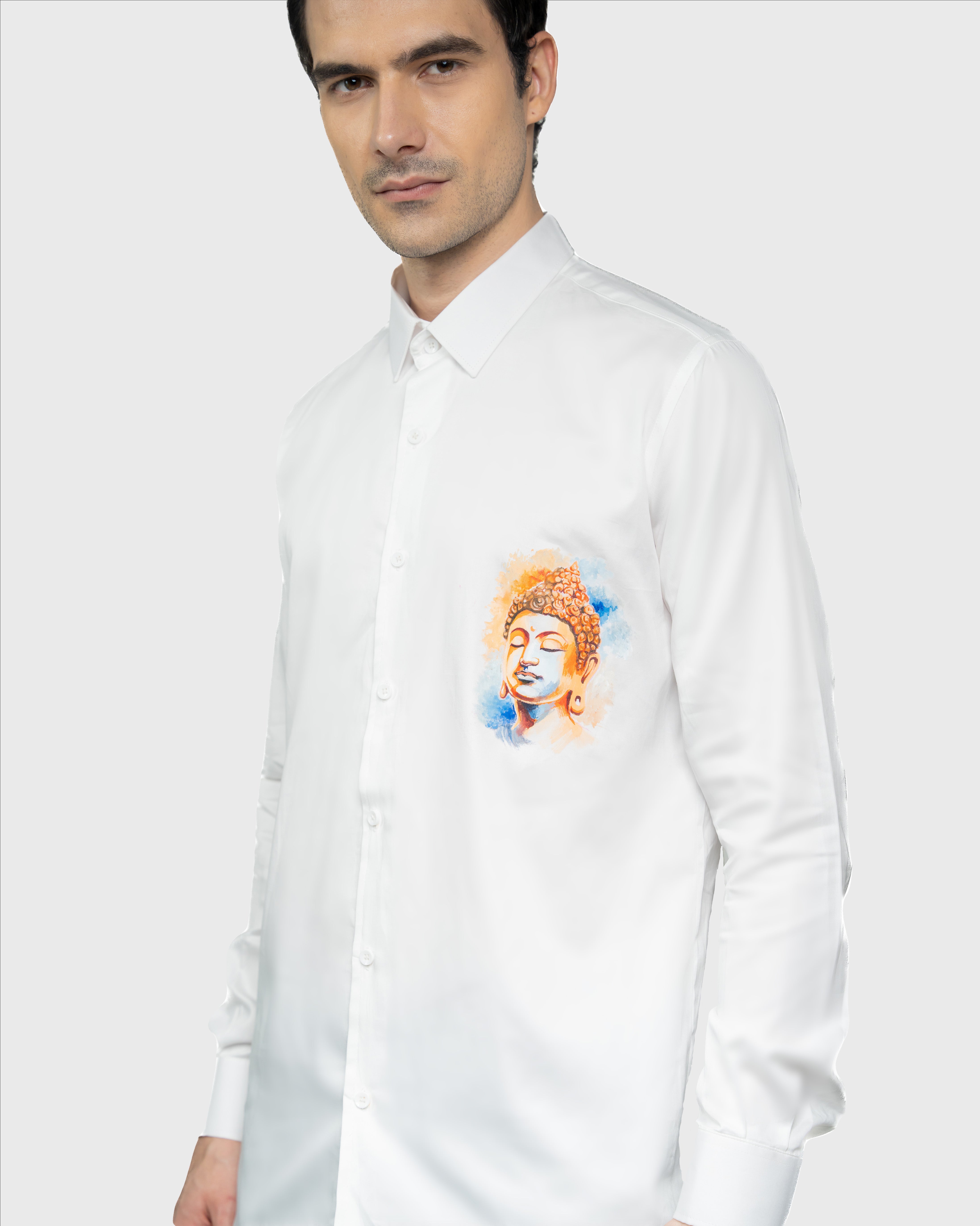 Hand-Painted Luxury Buddha Bloom Shirt