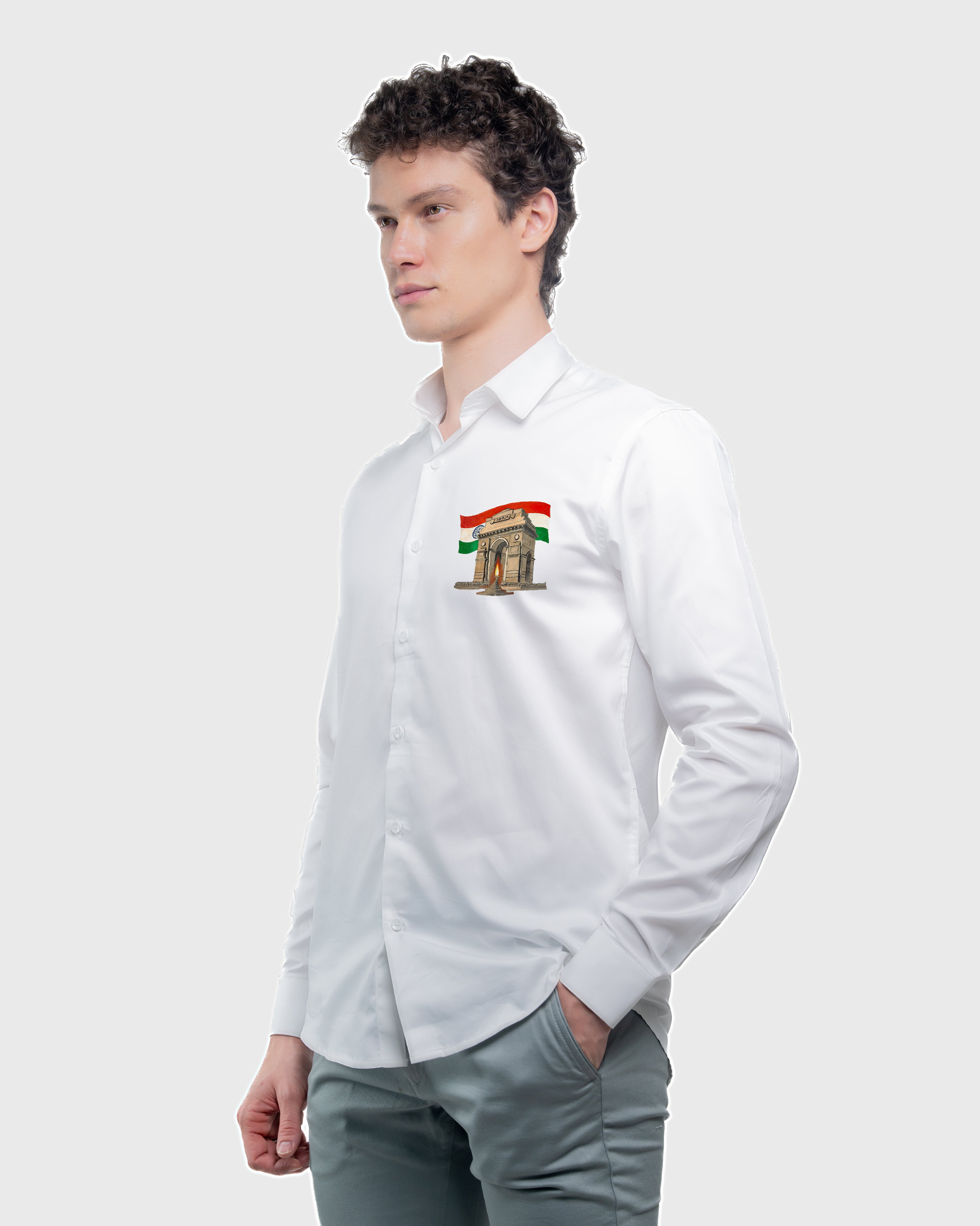 Hand-Painted Luxury India Gate Shirt